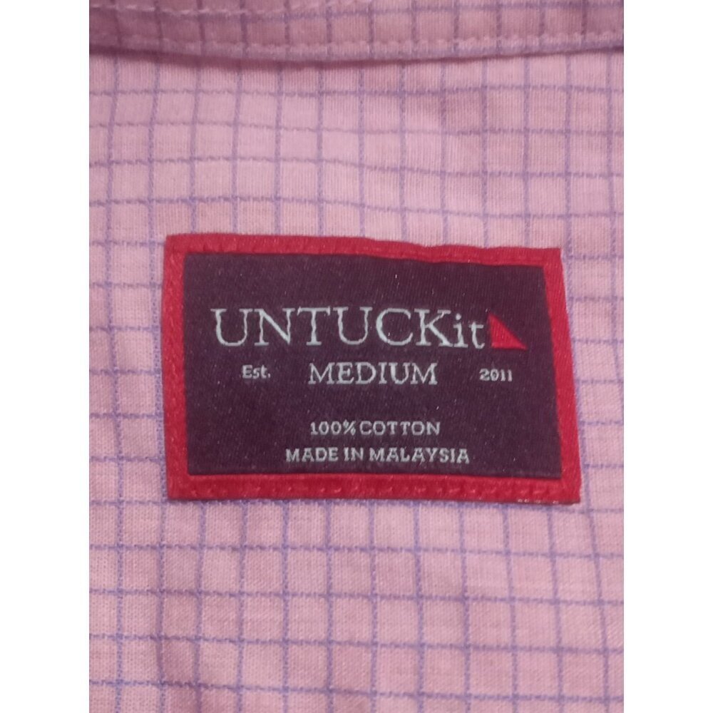 UNTUCKit Mens Shirt Medium M Lilac Purple Check Colonia Casual 100% Cotton - Picture 9 of 12